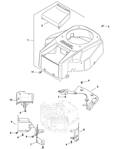Engine Blower Housing And Baffles Diagram and Parts List for FMZ50 17AF4BFP009-17AF4BFP010-17AF4BFP209-17AF4BFP210-17AF4BFP710 Cub Cadet Lawn Tractor